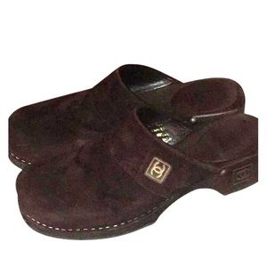CHANEL Shoes - Chanel Brown Suede Mules CHANEL Shoes - Chanel Brown Suede Mules